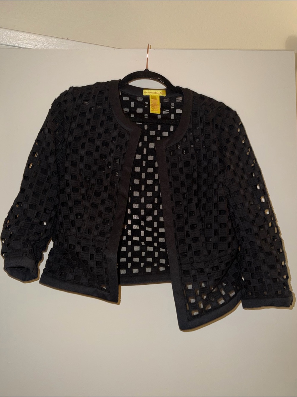 Catherine Malandrino Black Openwork Cropped Blazer
